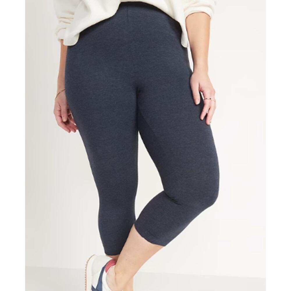 Old Navy Navy Blue High Waisted Crop Leggings NEW Womens Medium Comfy Gym
